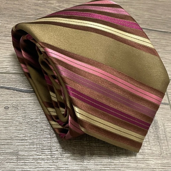 Ted Baker London Necktie Tie Mens Multicolor Striped Silk Hand Tailored in USA - Picture 1 of 8